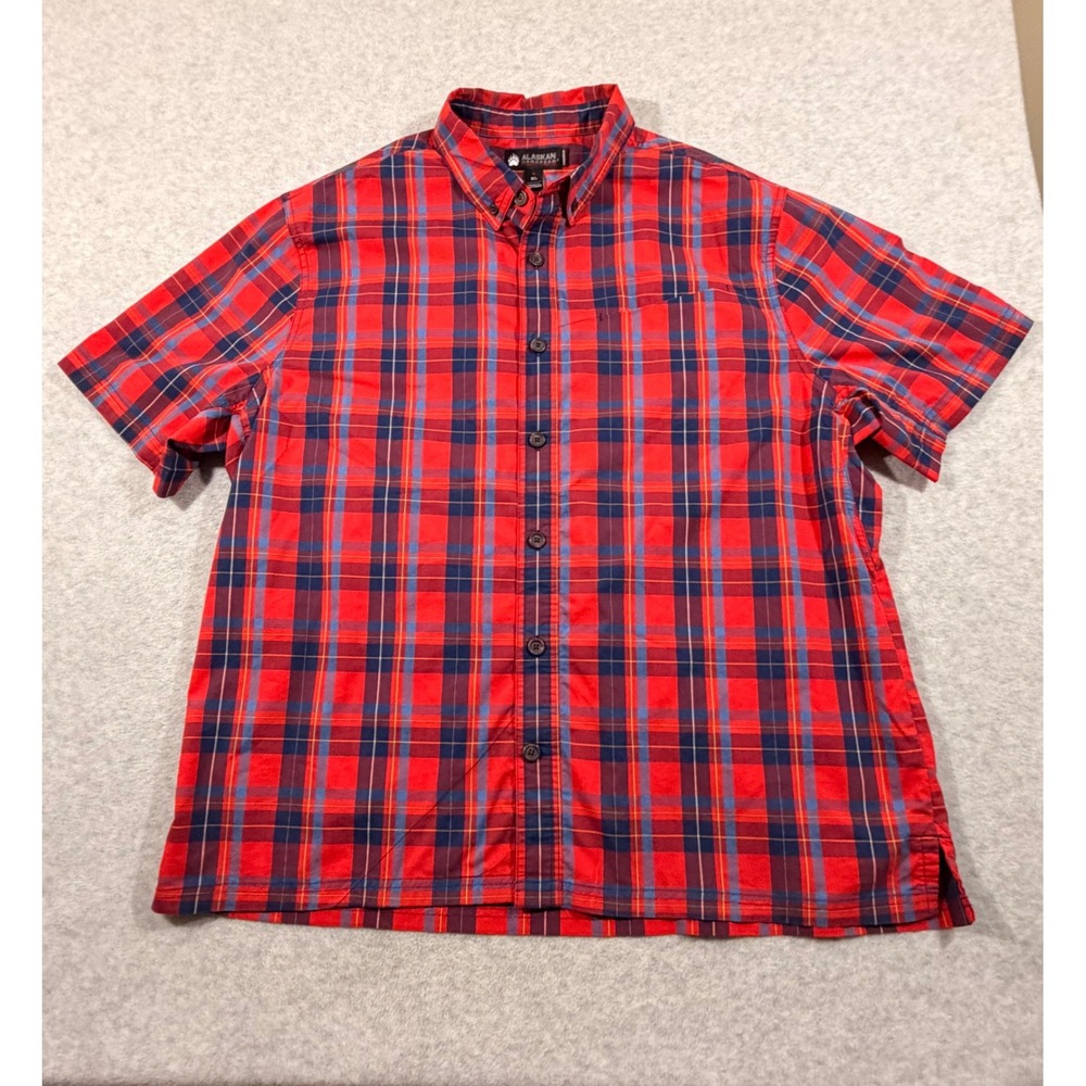 Alaskan Hardgear Shirt Mens XL Red Plaid Short Sleeve Excellent Button Down XL
